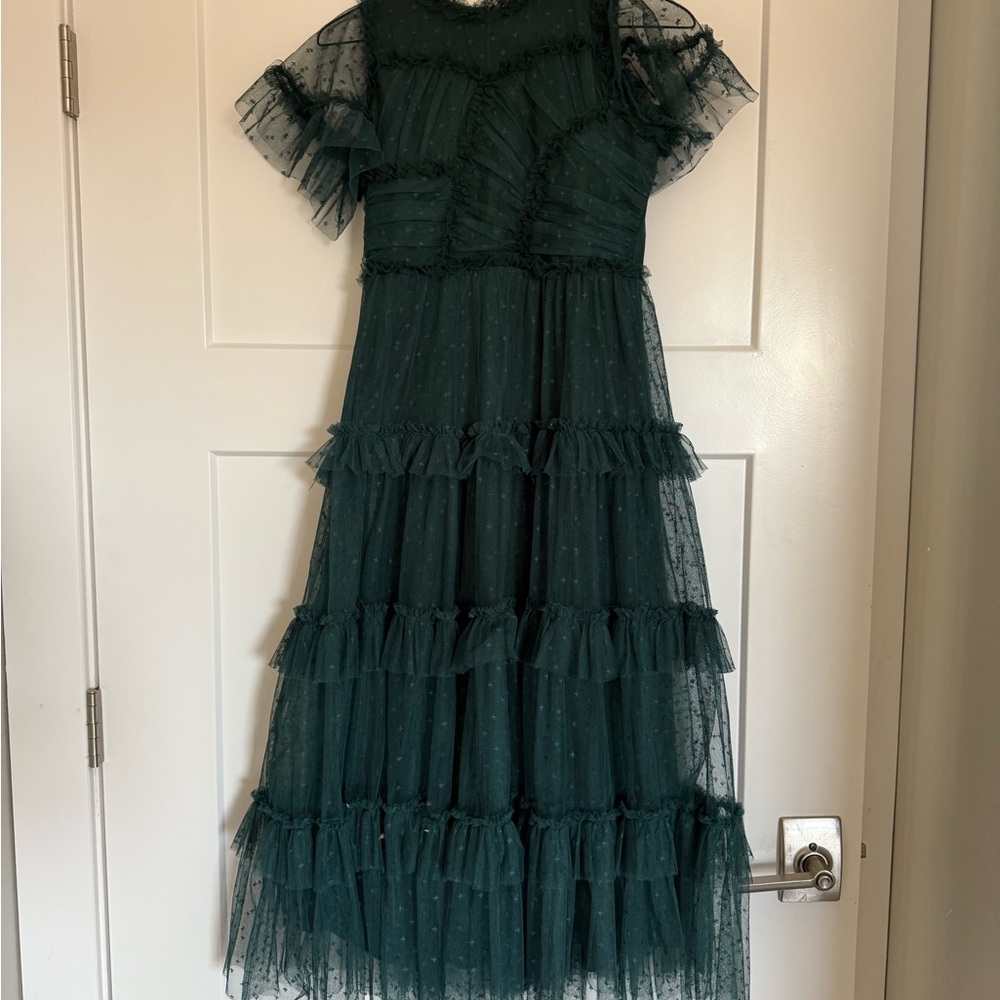 Ivy City Co Dark Green Layered Kids Dress